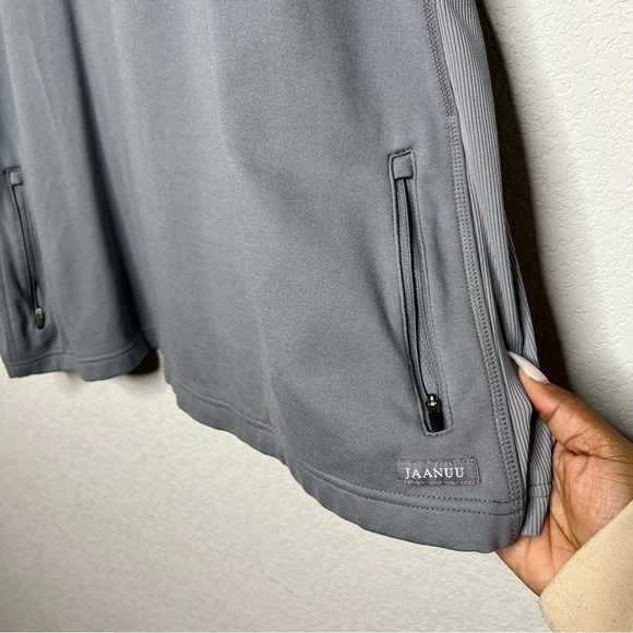 Jaanuu Women Scrub Top 3X Side‎ Zipper Pockets Jersey Knit Stretch Gray Short - Picture 5 of 9